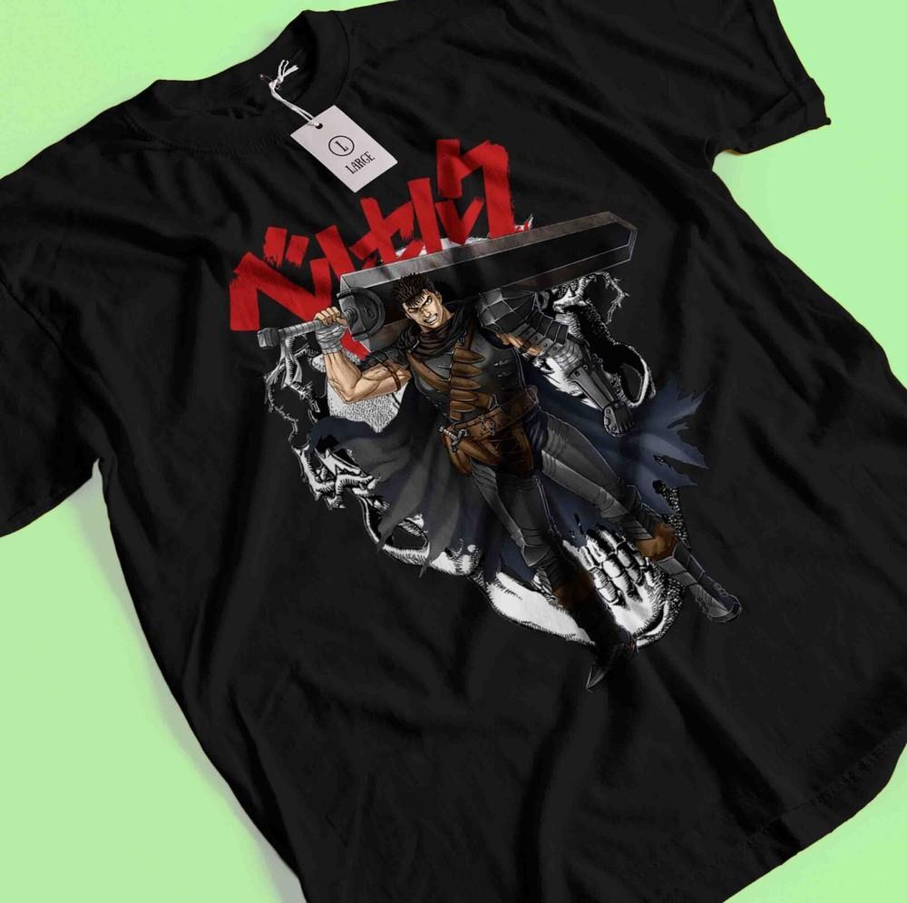 Футболка Berserk, Футболка с японским аниме Гатс, Футболка с мангой, Модная футболка, Аниме-футболка