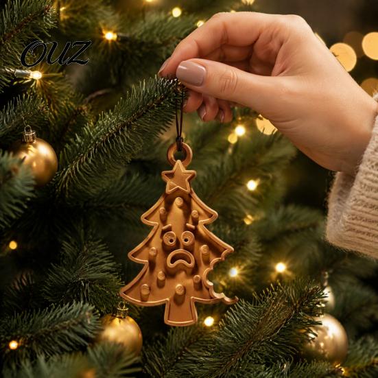 Christmas Tree Ornaments 3D Printed Pendant, Creative Bitten Biscuit Texture Hanging Ornament, Fun Shaped Decorations Decorative Pendant with Hole for