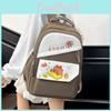 Capybara Cartoon Pattern Nylon Backpack With Striped Stitching For School Travel