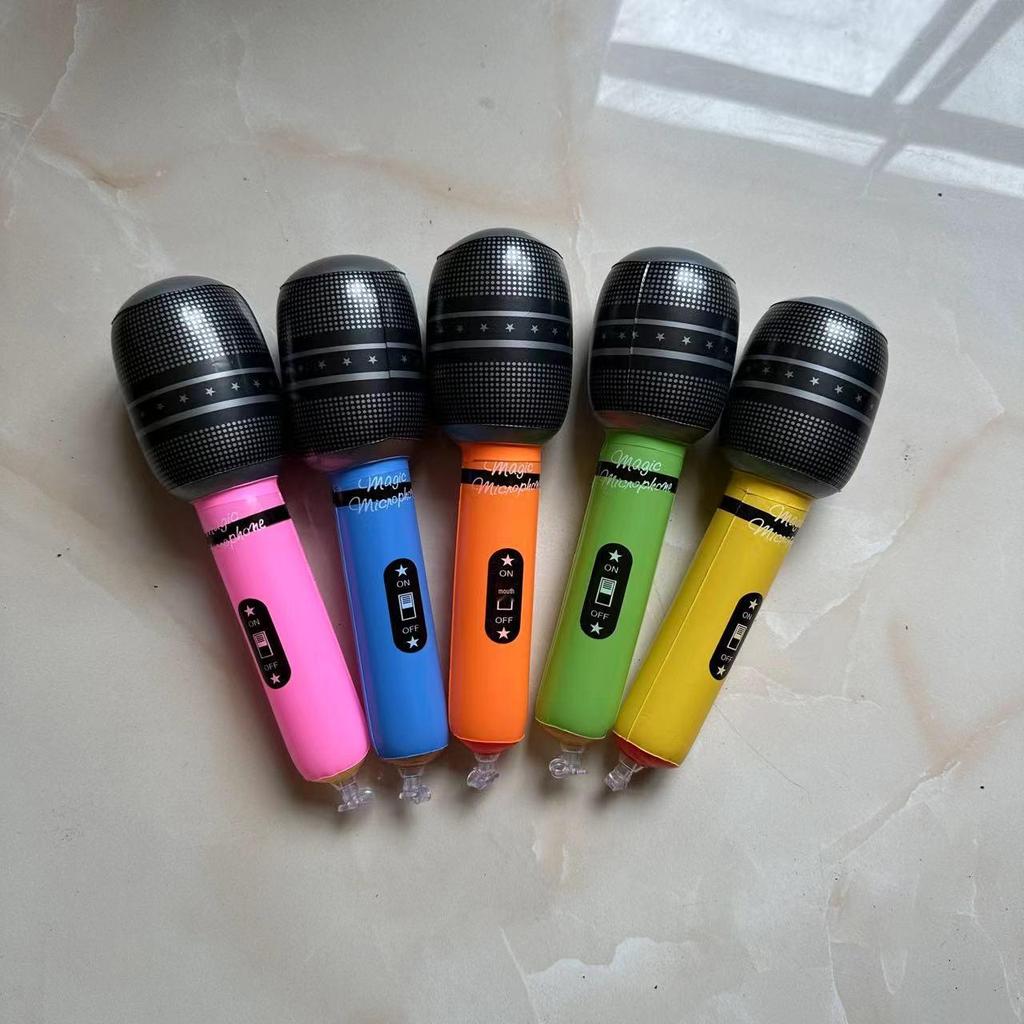 Набор надувных музыкальных инструментов из ПВХ для детей - Гитара и Микрофон, реквизит для сценических вечеринок.