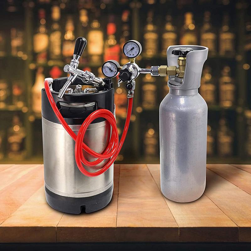 ELECQUEEN Регулятор CO2 для пива, Комплект газовой линии, W21.8/CGA320 Регулятор давления для домашнего кега с шаровым замком, Углекислотный ПВХ шланг