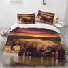 Small Elephant Duvet Cover Set 3D Print Cute Kawaii Wild Animals King Queen Size for Kids Teens Adults Animal Lover Bedding Set