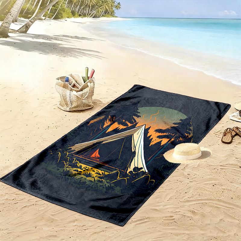 Camping 2D Flat Print Beach Towel, Large Soft Quick Dry Towel for Beach Camping Swimming.MSTJ0918414