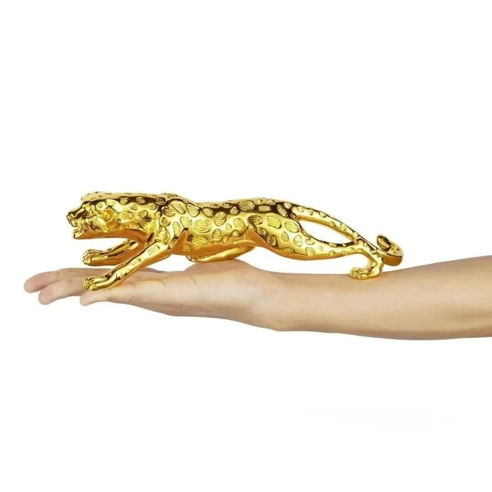 Resin Cheetah Small Statue Lucky Animal Brass Leopard Miniatures Leopard Figurines Collectibles
