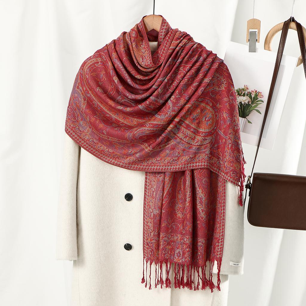 Paisley Embroidery Cotton Hijab Scarf For Woman Muslim Hijabs Pashmina Tassels Shawls Fashion Long Wraps Foulard Islam Turban