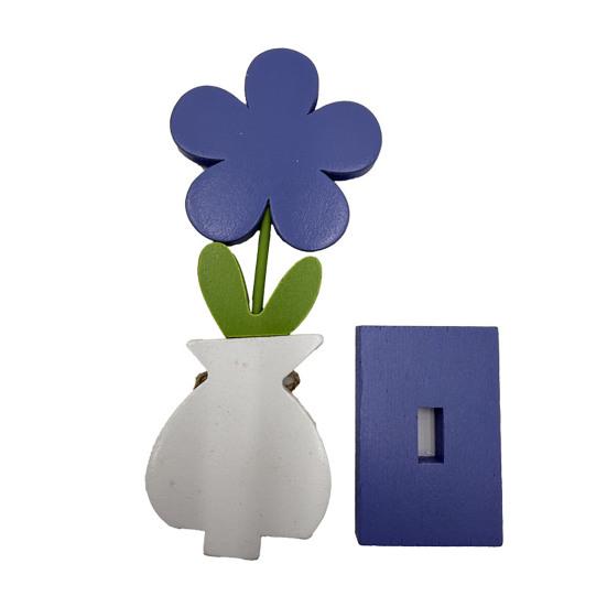 5Pcs/Set Wooden Flower Ornament with Base Boho Farmhouse Rustic 3D Colorful Flower Wood Table Sign Centerpiece Home Office Desktop Decoration