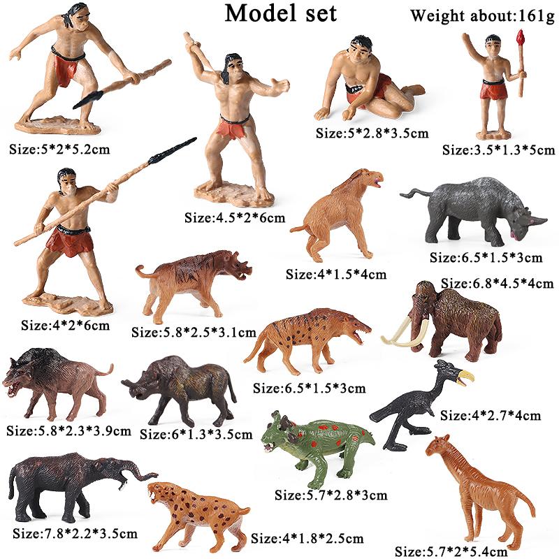 Oenux Доисторические люди Сцена жизни Эволюция человека Дикий саблезубый тигр Мамонт Модель животного Коллекция фигурок Игрушка
