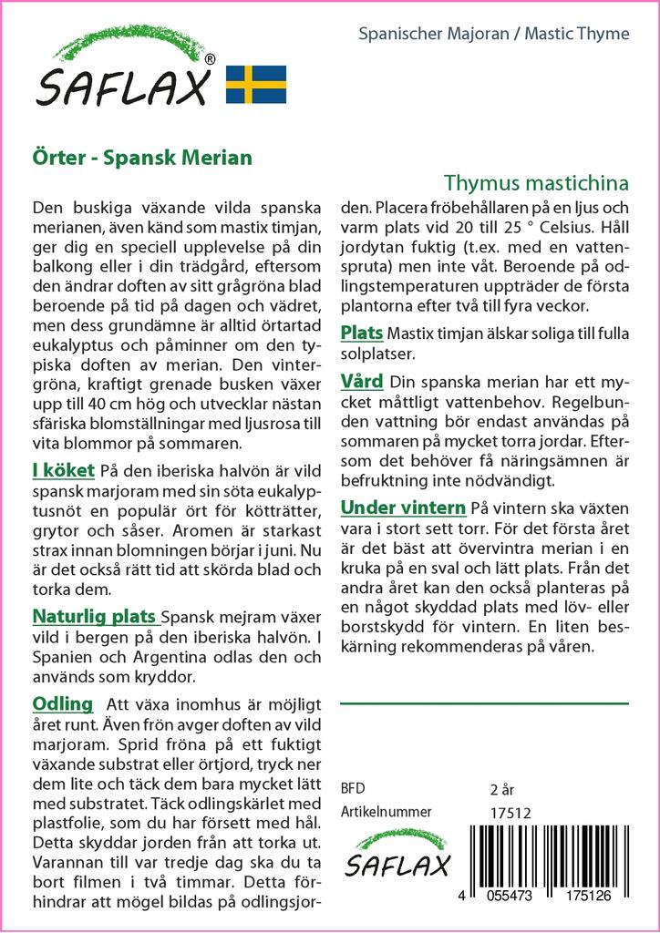 SAFLAX Подарочный набор - Тимьян мастиковый - 250 семян - С подарочной коробкой, карточкой, этикеткой и субстратом для горшков - Тимьян мастихина