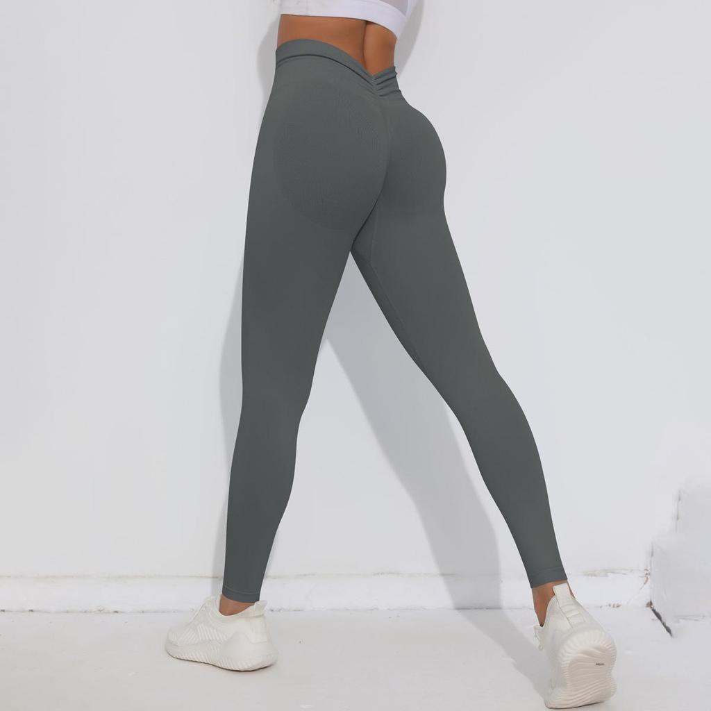 Women's High-Waist Seamless Knitted Yoga Leggings - Peach Hip-Lifting, Outdoor Fitness Running Pants