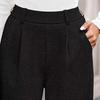 Women Pants Elastic Mid-rise Wide-Leg Loose Style Long Pants Autumn Winter Ribbed Casual Trousers with Pockets
