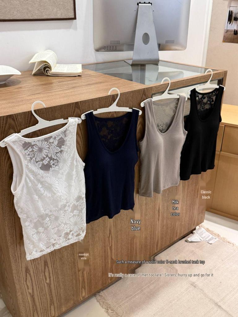 Кружевной топ-майка со встроенным бюстгальтером для женщин