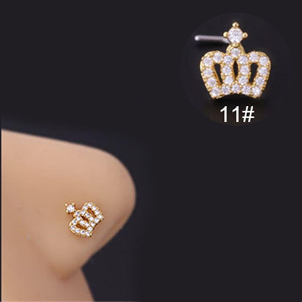 Бабочка, звезда, змея, корона, циркон, титановая сталь, ювелирные изделия для пирсинга, носа, ногтей, L-образные шпильки для носа