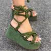 European Beautiful Women's Large Size Platform Shoes Foreign Trade Women's Shoes 2025 Summer New Fish Mouth Strap Wedge Heel Sandals Women