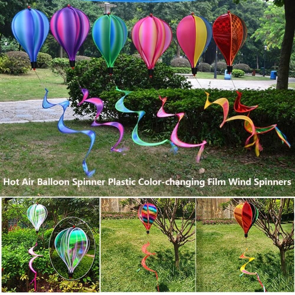 Rainbow Color Hot Air Balloon Spinner 40cm Balloon Rotating Sequins Pinwheels Rotating Windmill