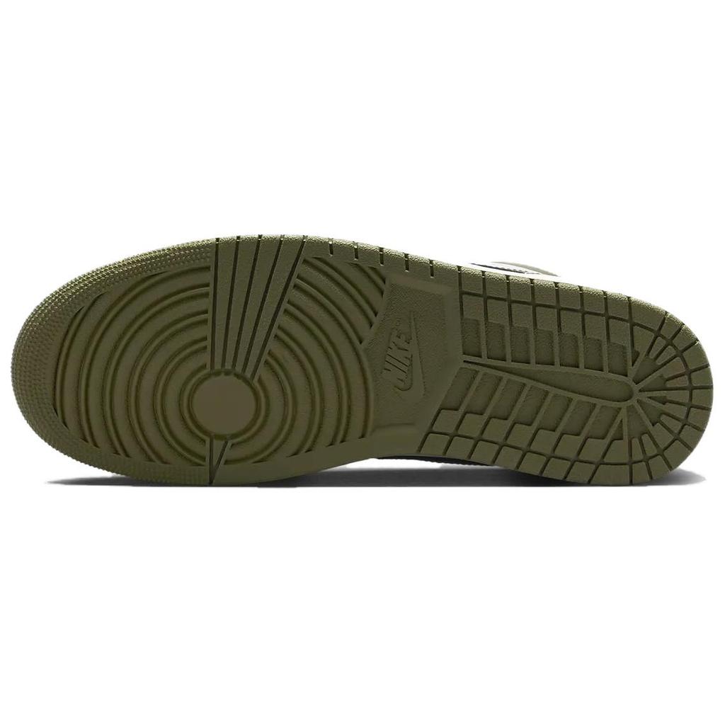 Мужские кроссовки Air Jordan 1 Low Black Toe Medium Olive Зеленый Белый 553558-092