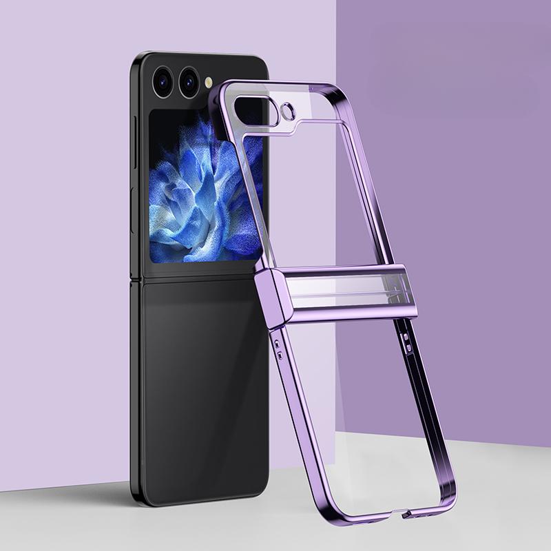 Гальванизированный прозрачный чехол для телефона Samsung Galaxy Z Flip 6 5 4 3 Flip6 Flip5 Flip4 Flip3 Hinge защитный противоударный чехол
