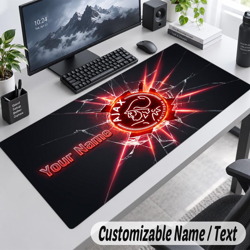 Custom Name Text Mouse Pad Ajax Amsterdam Personalized Desk Pad For Work And Gaming