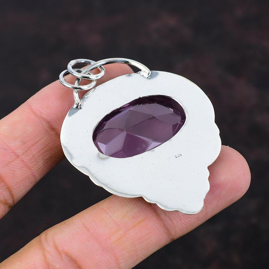 Ограненный розовый кунцит Подвеска из стерлингового серебра 925 пробы Красивые ювелирные изделия из драгоценных камней Цветочная подвеска Свадебный подарок Подвеска из камня ручной работы