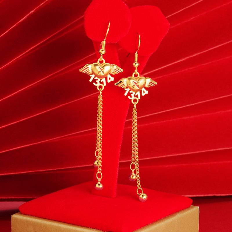 Высококачественные серьги с имитацией песочного золота: Долговечный дизайн кисточек для женщин, трансграничные медные аксессуары