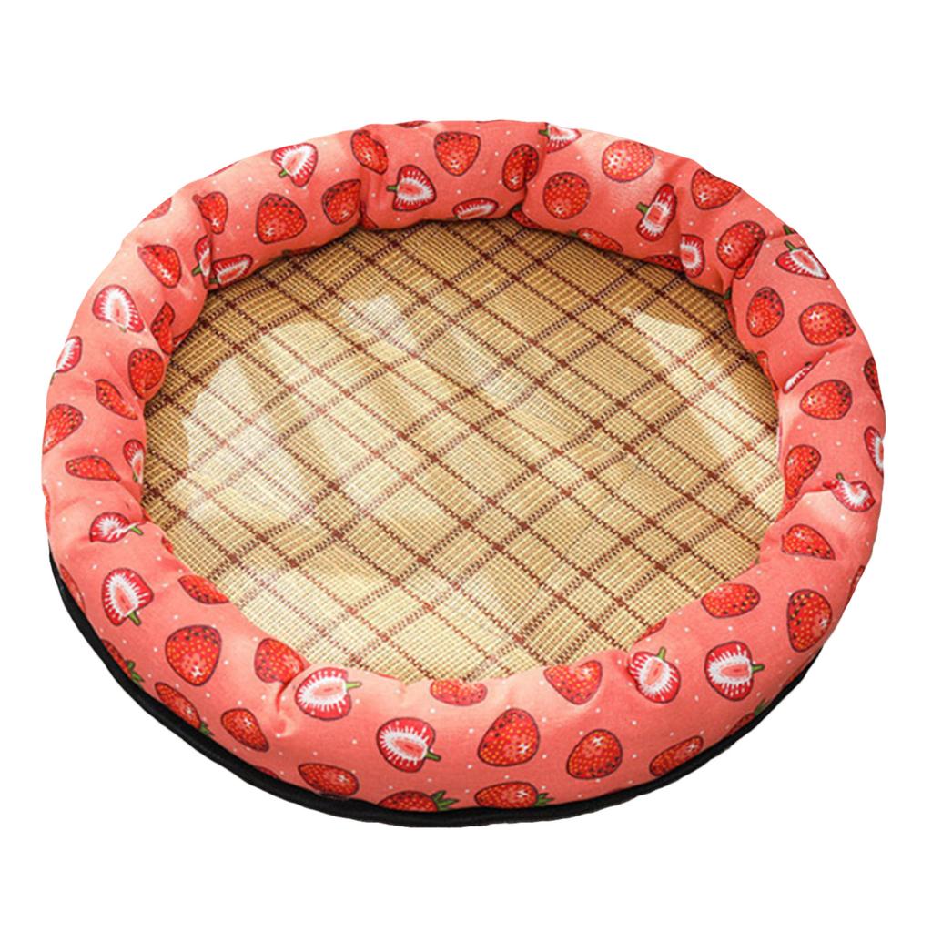 Круглая охлаждающая кровать для питомцев, мультяшный принт, кровать для сна питомцев, летний дышащий коврик для собак и кошек