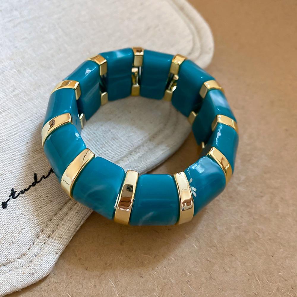 Europe American Style Elastic Bracelet Resin Exaggerated Bracelet Unique Acrylic Bangle  Gift