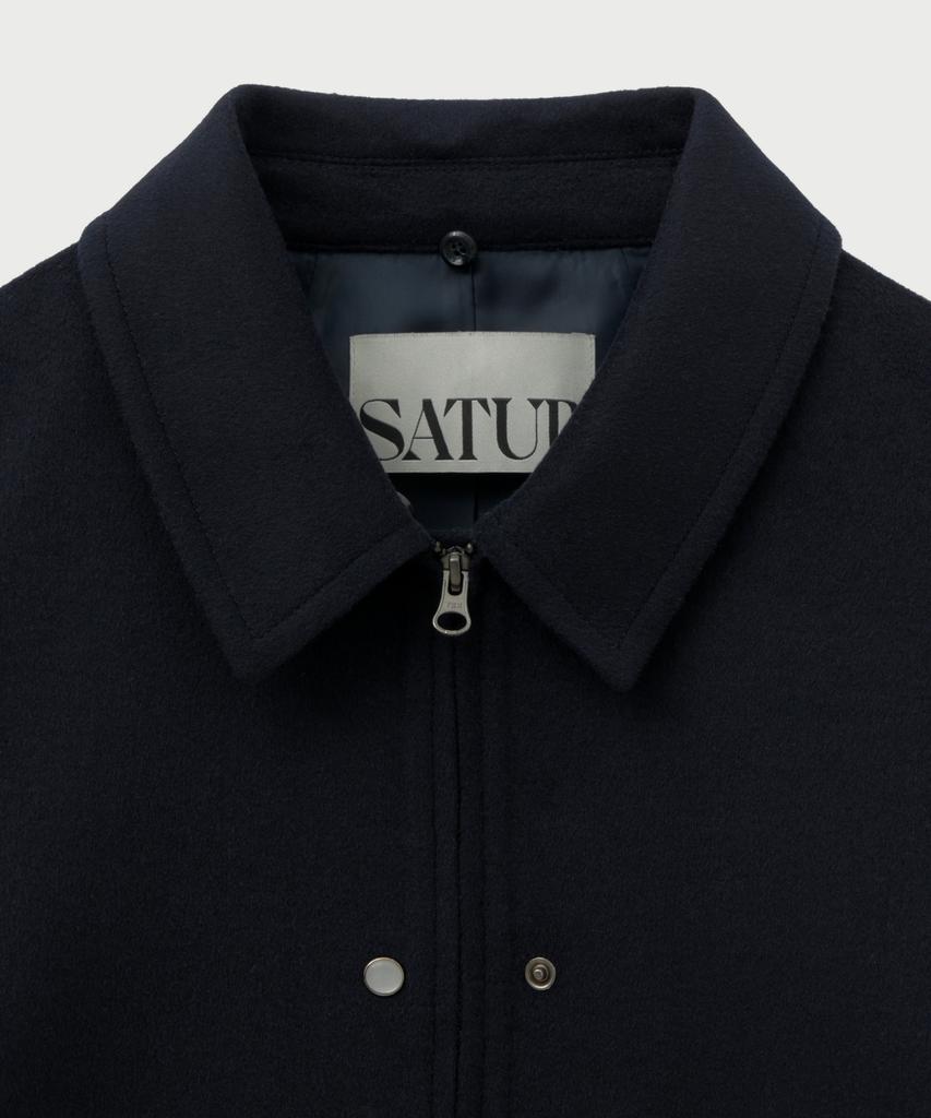 Satur (W) Shearling Collar Wool Blend Jacket Navy