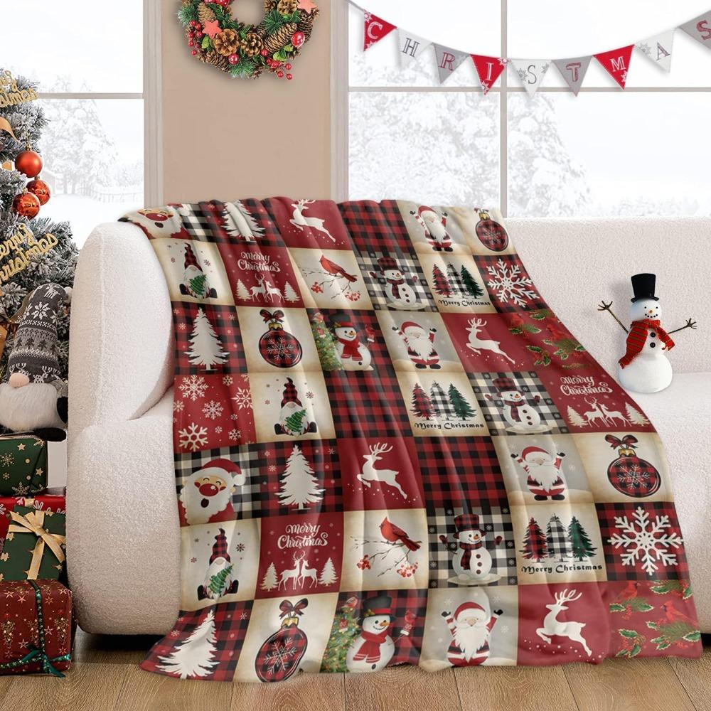 Christmas Gnome Friends Flannel Blankets New Year Awesome Throw Blankets for Home Hotel Sofa 200x150cm Rug Piece