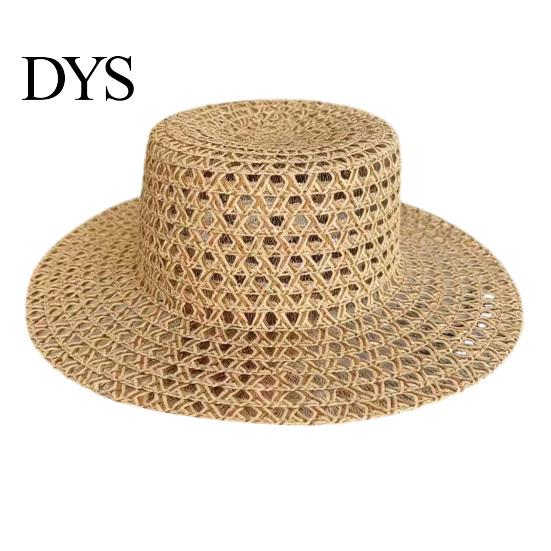 Elegant Vintage Sun Hat Women Straw Hat, with Satin Ribbon Decor, Wide Brim Foldable Travel Beach Breathable Flat Top for Summer Vacation Cap