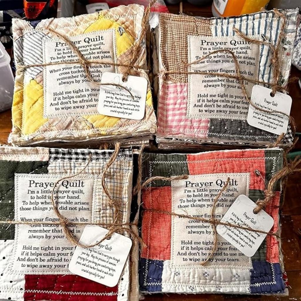Mini Scripture Quilts,Prayer Quilt With Cross Inside,Pocket Prayer Quilt,Handmade Sew Individually Colorful Quilts Sympathy,Remembrance Christian Gift