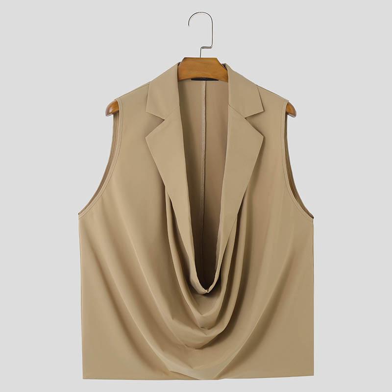 INCERUN Мужские свободные майки без рукавов с вырезом-хомутиком и глубоким V-образным вырезом