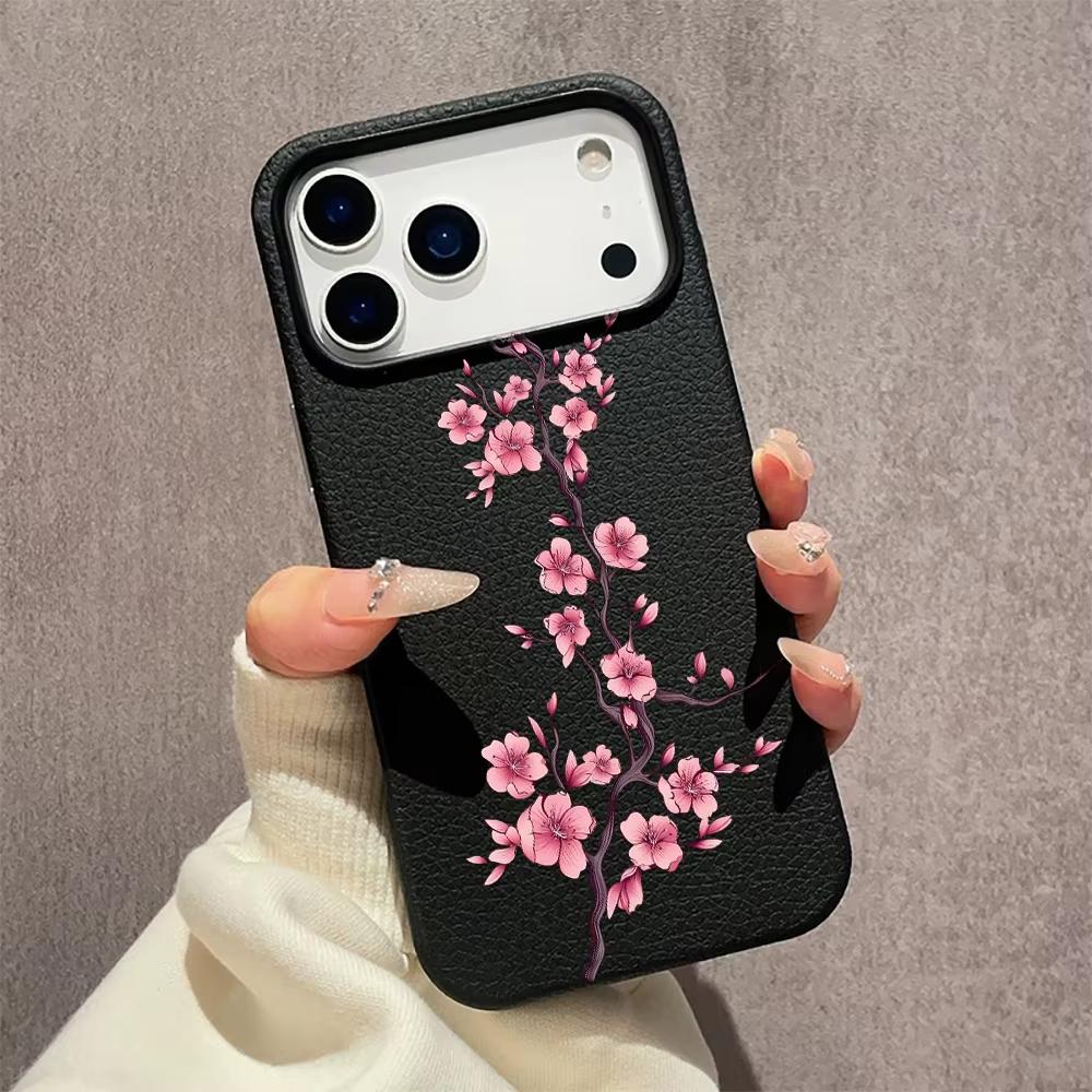 Чехол для телефона с узором из розовых персиковых цветов для iPhone 16 Pro Чехол iPhone 13 15 11 12 14 Pro Max 16e 15 Plus 17 Air Ударопрочный чехол