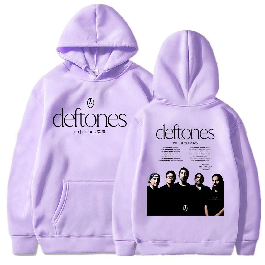 Deftones EU UK Тур 2026 Худи С длинным рукавом Модная толстовка с капюшоном Мужская Женская Одежда Мода Группы Графический принт Пуловеры