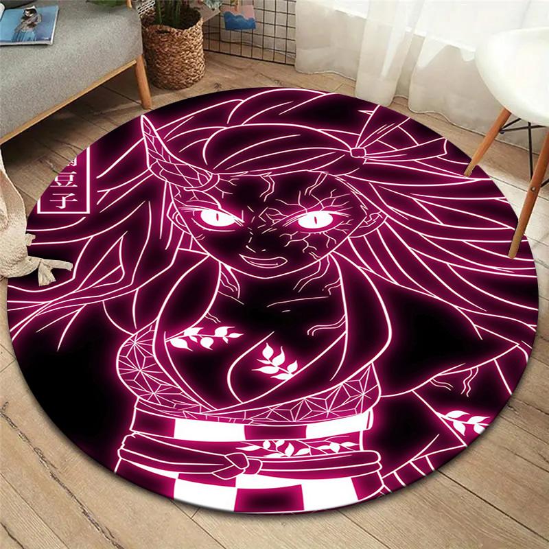 Demon Slayer Round Area Rug Carpet Rug For Living Room Bedroom Sofa Playroom Decor Nonslip Floor Mat