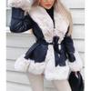 Европейская и американская новая женская одежда с искусственным мехом кролика, плотно прилегающее к талии, темпераментное теплое пальто