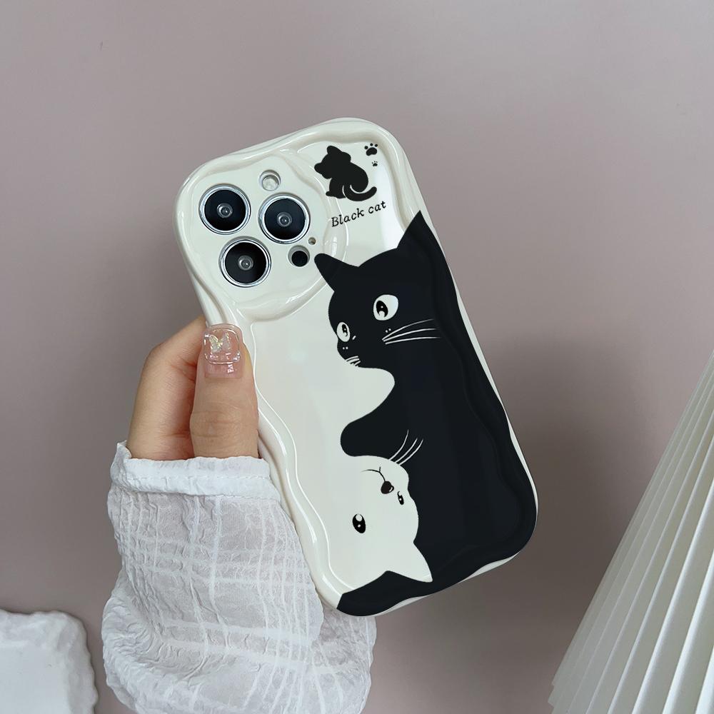 Черный кот Чехол для OPPO Reno 15 15F 14F 12F 11F 13F 13 14 12 11 A6 A5 Pro A79 A60 Realme C53 C55 C65 C63 C67 C75 Чехол-крышка