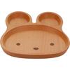 Children's Wooden Dish, Kids/Baby Plate, Divided Plate, Lunch Plate, Approx. 20 x 22 x 2 cm, Beech Wood with Rabbit Design, Natural Wood, V-112