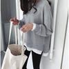 Loose Korean Version Fake Two-piece Long-sleeved Spring and Autumn Plush Plush Thickened Casual Sweatshirt Female Student Personality Top