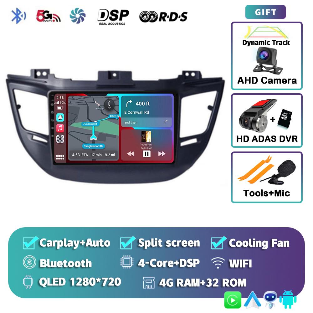 Автомагнитола Android 14 Carplay DSP для Hyundai Tucson IX35 3 2015 2016 2017 2018 Мультимедийный видеоплеер Навигация GPS Головное устройство