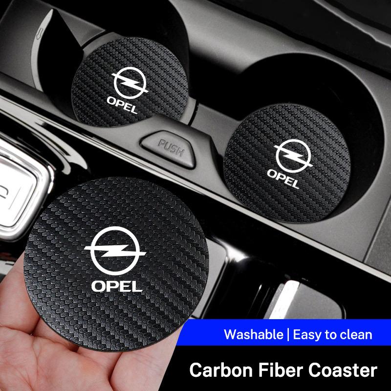 2Pc Car Logo Leather Water Cup Pad Anti-noise Coaster Mat For Opel Astra Insignia Corsa Zafira Meriva Mokka Vivaro Vectra Antara