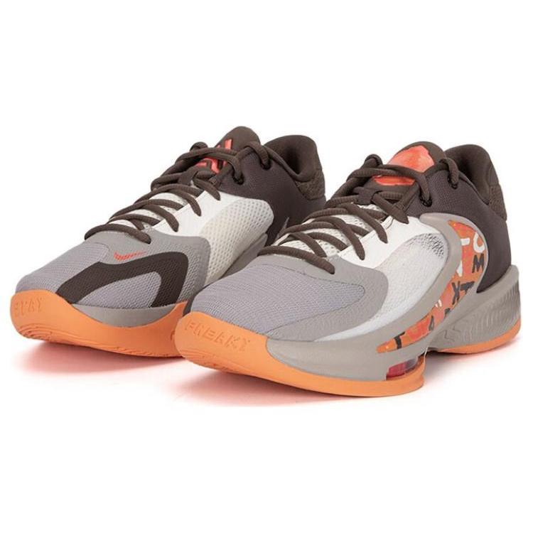 Nike Zoom Freak 4 EP 'Letter Bros' (Unisex) Ironstone / Orange Trance / Cobblestone / Sail Basketball Shoes DJ6148 003