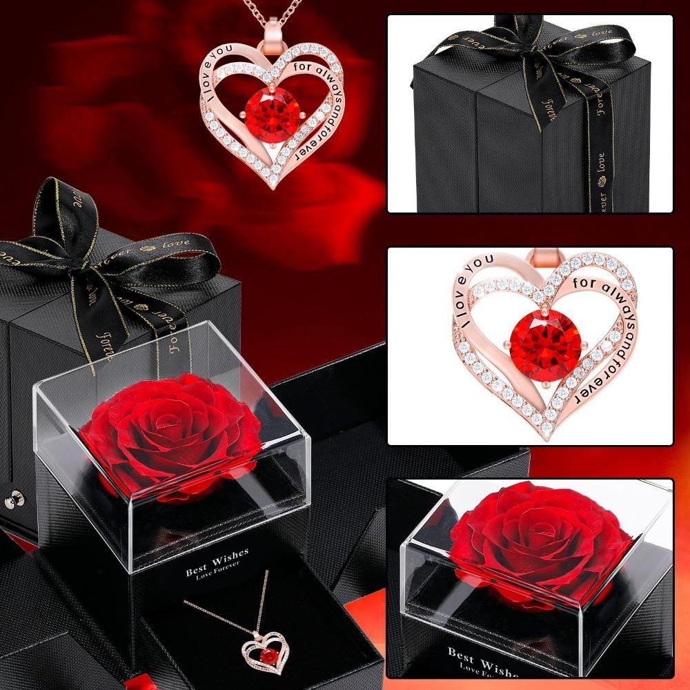 Подарочная коробка в форме двойного сердца с розами, ожерелье «Любовь», женское ожерелье с инкрустацией, день рождения