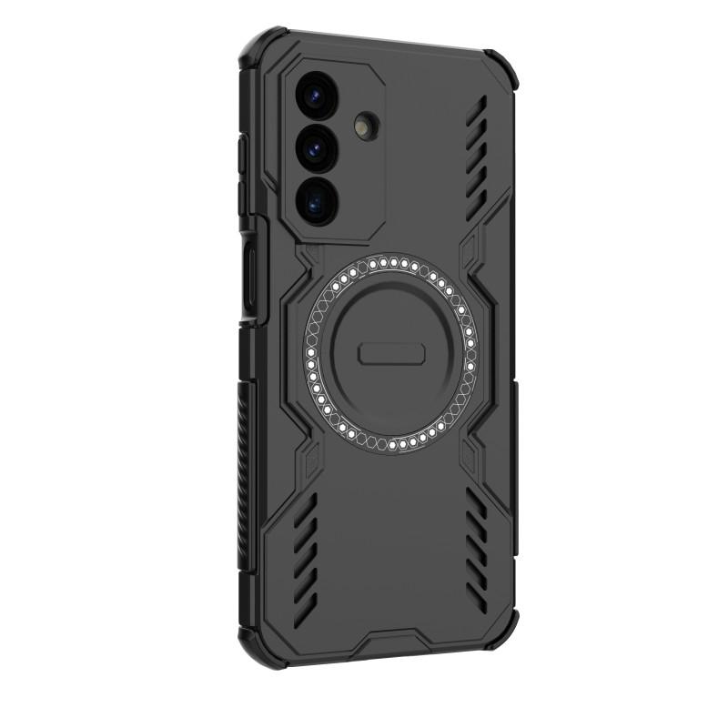 For Samsung Galaxy A17 5G Magnetic Case WANLONFENG DJ Series PC TPU Phone Cover with 2Pcs Tempered Glass Film