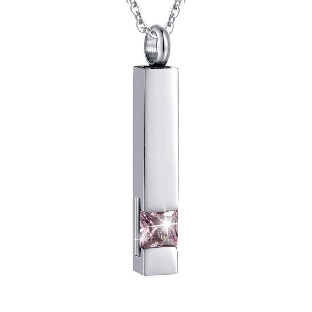 Fill-able Zircon Cremation Necklace Long Strip Pet Ashes Necklace Ashes Necklace Pendant Women