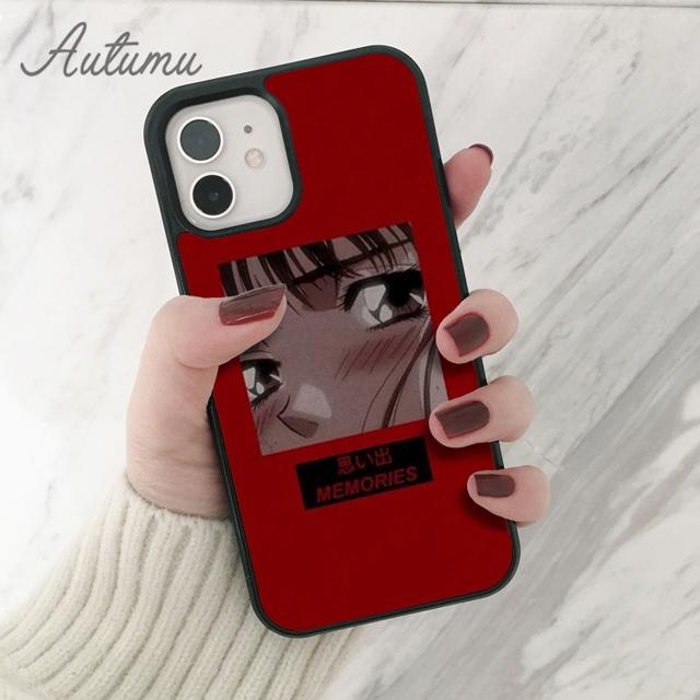 Грустный японский аниме эстетический чехол для телефона iPhone 11 12 13 14 Pro Max mini X XR XS SE 2020 6S 7 8 Plus Galaxy S21 S22 shell
