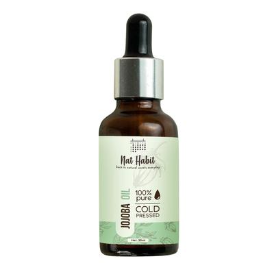 Nat Habit Чистое Масло Жожоба Холодного Отжима Для Сияющей Кожи и Здоровья Волос С Витамином Е и Омега-9 Увлажняющий Уход 30 мл