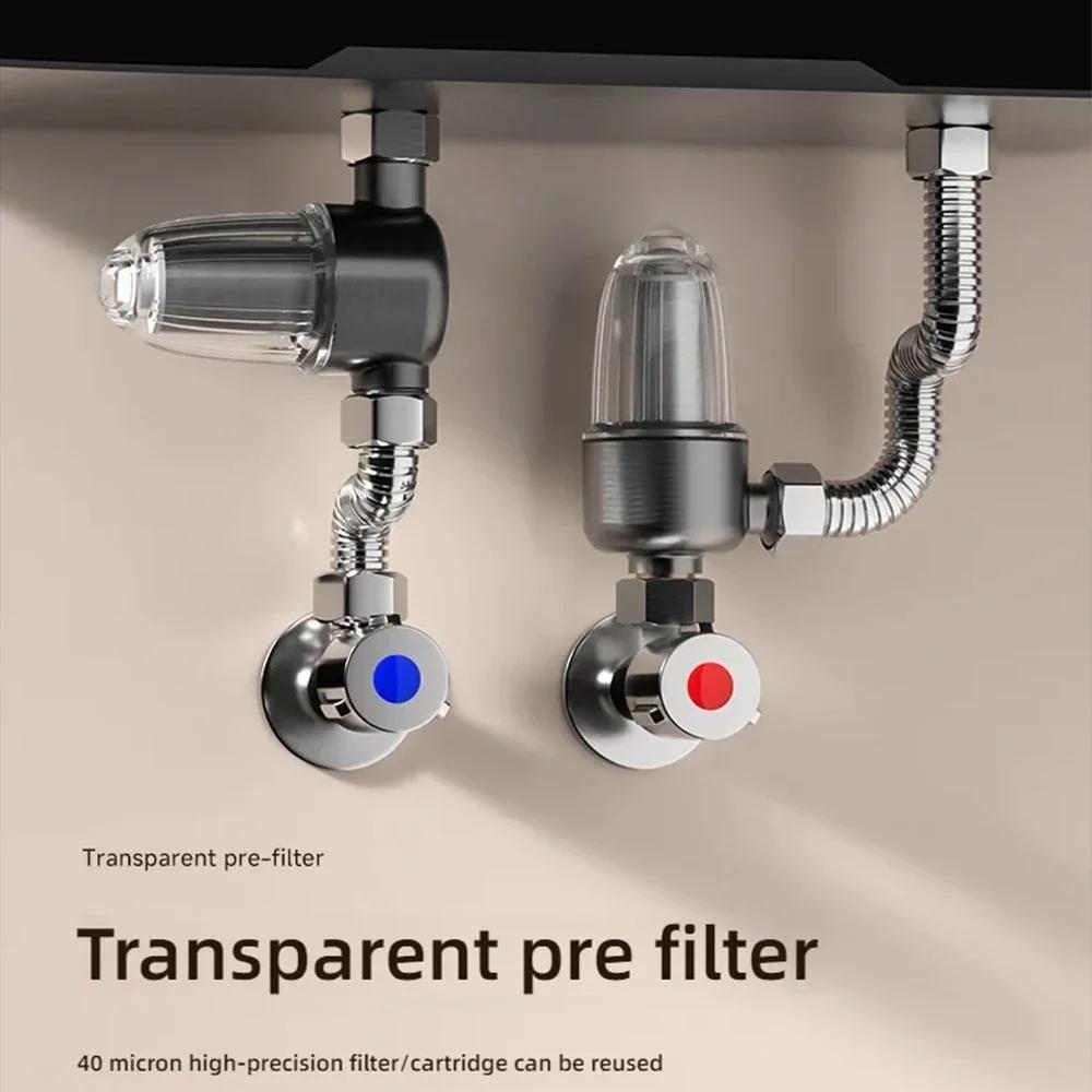 Современный стиль Картридж фильтра для воды из нержавеющей стали Съемный латунный префильтр Очищаемый фильтрующий элемент Ванная комната