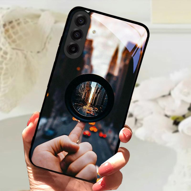 Чехол для Samsung Galaxy S25FE Модный Чехол-бампер с изображением Льва и Цветов из Закаленного Стекла Ударопрочный Защита Камеры для Galaxy S25 S 25 FE