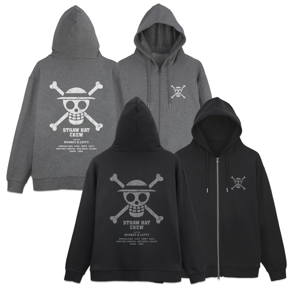 Cospa One Piece Straw Hat Pirates Zip Hoodie MIX GRAY XL Size [Official]