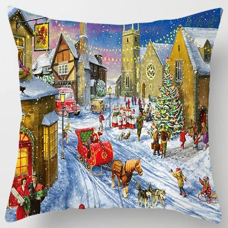 Наволочки с рождественской тематикой Аксессуары для автомобиля Офис Санта-Клаус Гостиная Диван Домашние наволочки