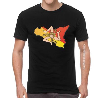 Sicily Sicilia Flag Map Tshirt Men Fashion Tees Top Oversized T Shirts Italian Sicilian Pride Tshirts Men EMO Men Clothes